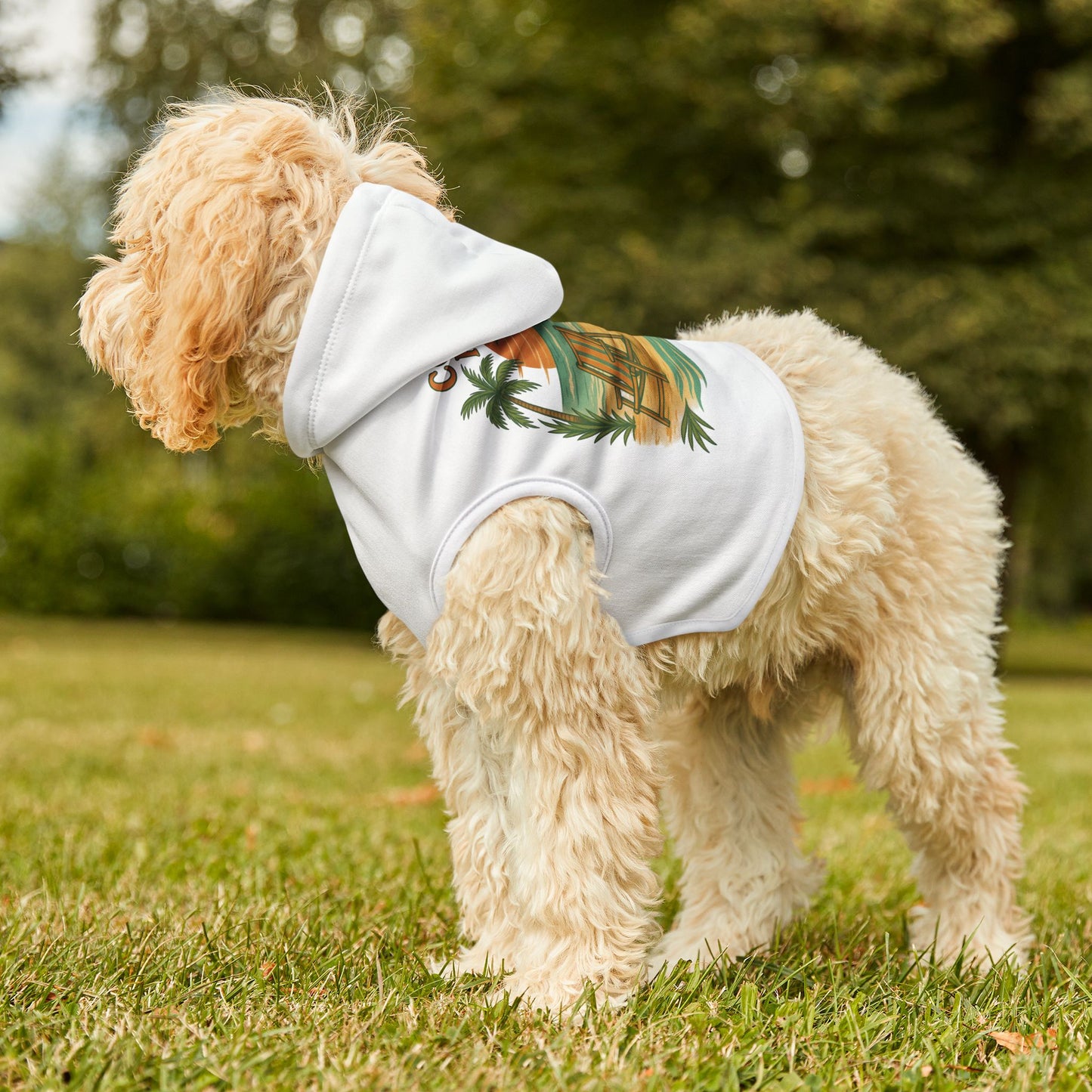 Coastal Flow Pet Hoodie - Tropical Dog Apparel for Beach Lovers
